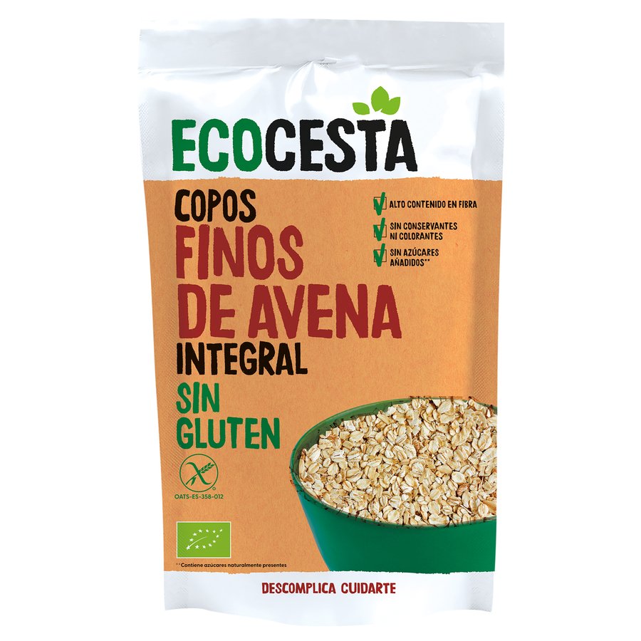 Imagen de Copos de avena finos integrales sin gluten ECOCESTA 500 g