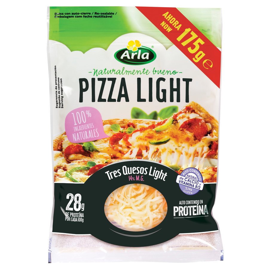 Queso rallado 3 Quesos ARLA light Especial Pizza bolsa 175 g