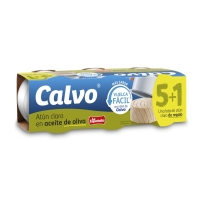 Atún claro en aceite de oliva CALVO Envorca Fácil lote 5x65 g (neto) 1 de balde