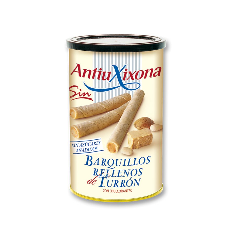 Barquillos ANTIU XIXONA rellenos de turrón sin azúcar bote 200 g