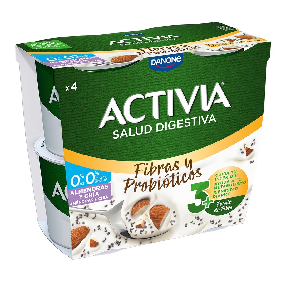 Bífidus ACTIVIA DANONE semillas de chía con almendras 0% 4x115 g