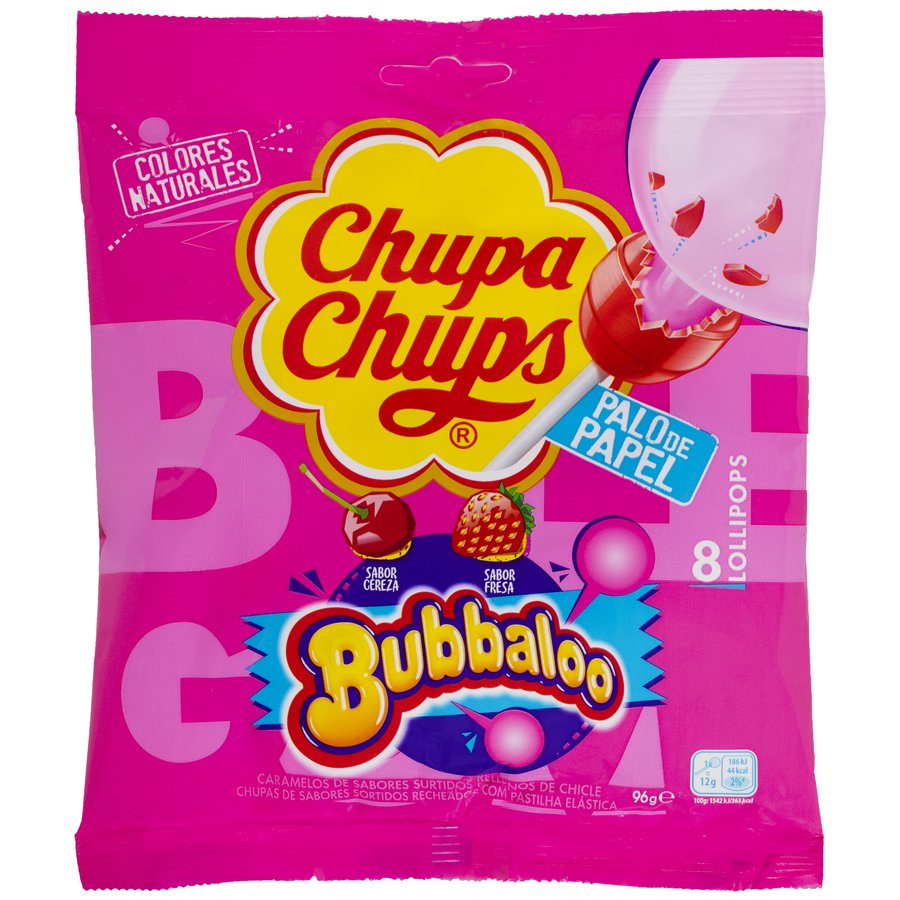 Caramelo palo CHUPA CHUPS Bubbaloo 8 unidades 96 g