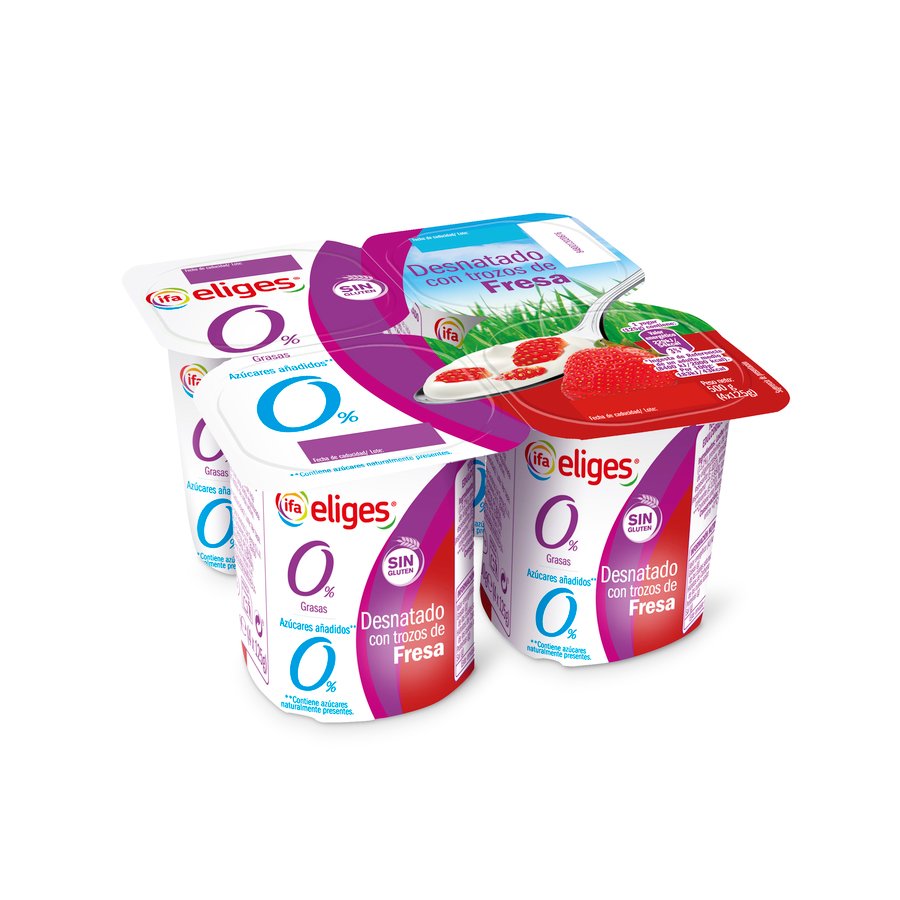 Yogur desnatado IFA ELIGES con fresas pack 4x125 g