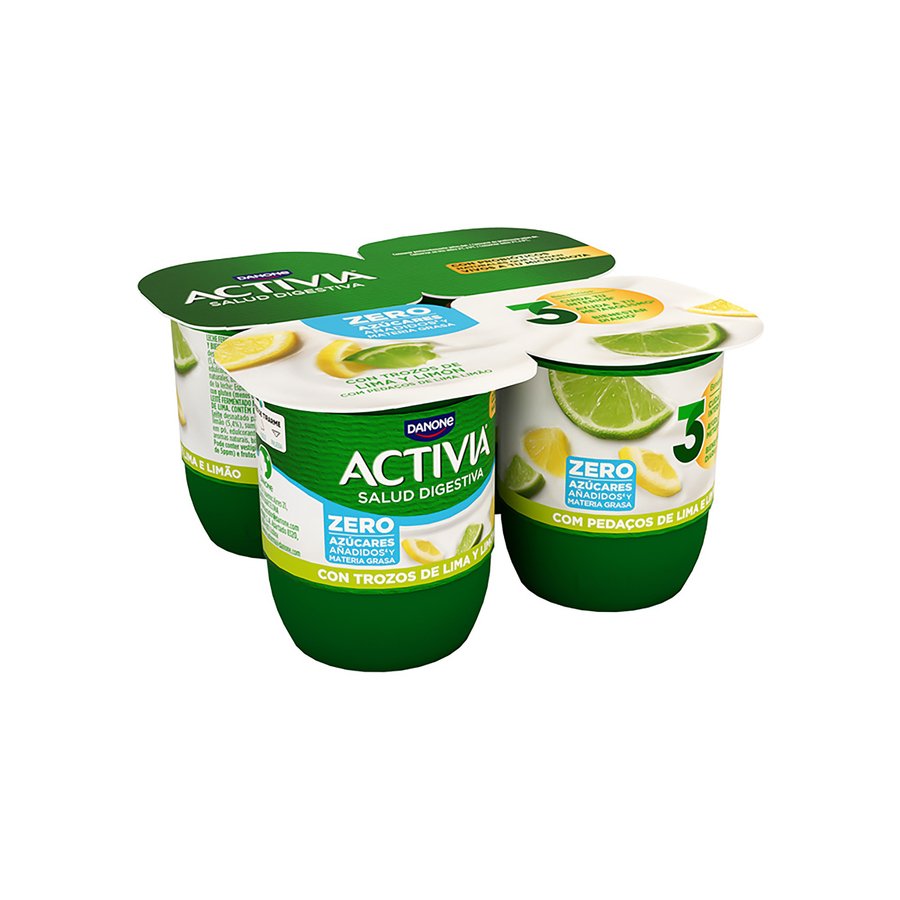 Bífidus ACTIVIA DANONE con lima limón 0% pack 4x120 g