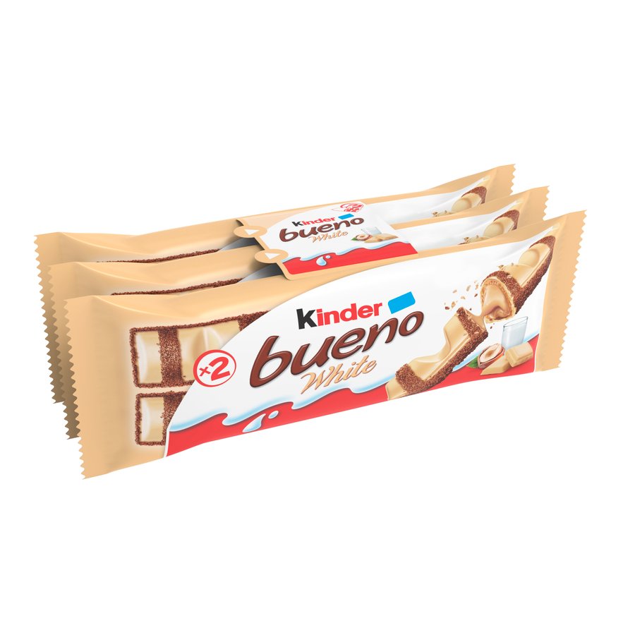 Barritas barquillo rellenas KINDER BUENO White pack 3 unidades 117 g