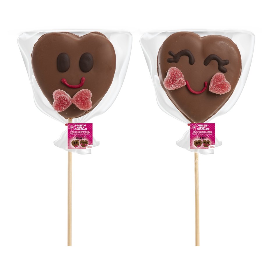 Piruleta nube y chocolate DEKORA caritas enamoradas 30 g