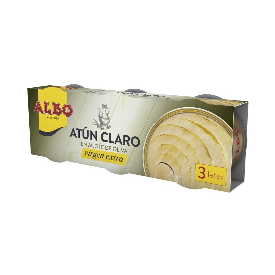 Atún claro en aceite de oliva virgen extra ALBO pack 3x65 g pn.