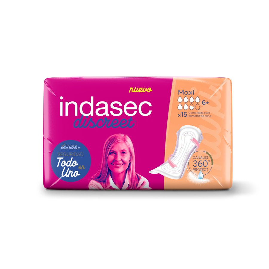 Compresas incontinencia INDASEC Discreet Maxi 15 unidades