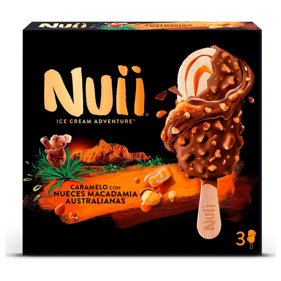 Helado bombón NUII Salted Caramel & Australian Macadamia 3 uds + 1 gratis 272 g