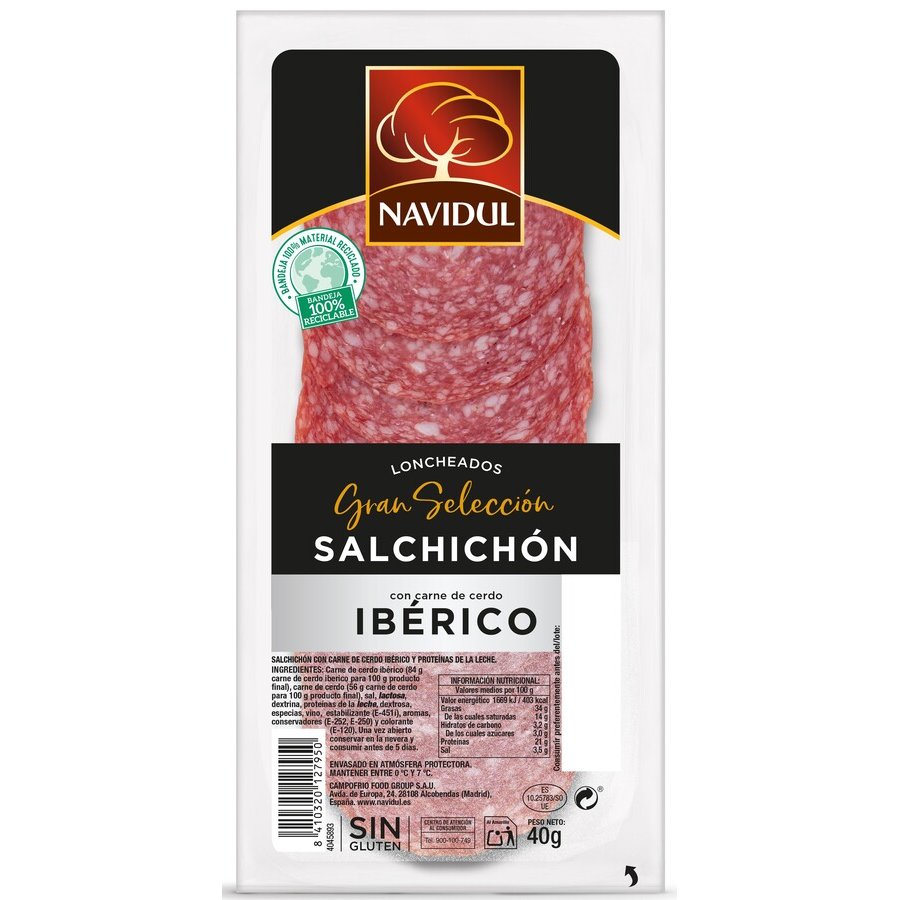 Salchichón ibérico NAVIDUL lonchas 40 g