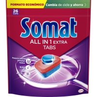 Lavavajillas máquina pastillas SOMAT Todo en 1 26 unidades