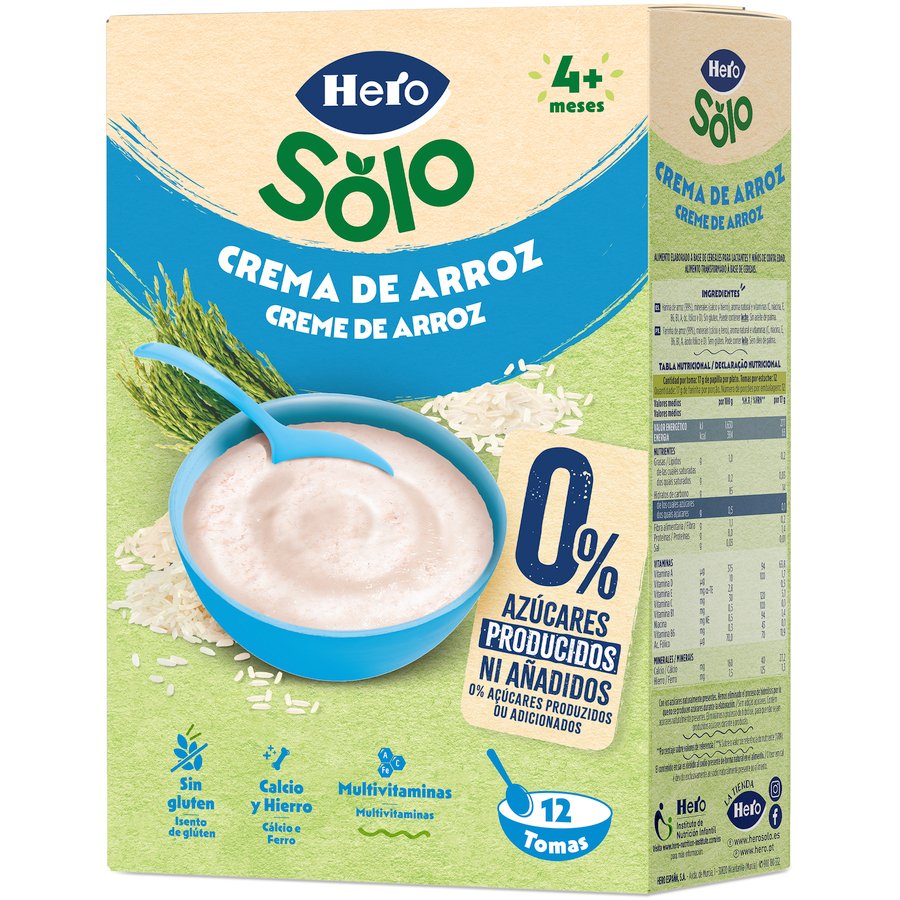 Papilla HERO SOLO crema de arroz sin gluten estuche 220 g