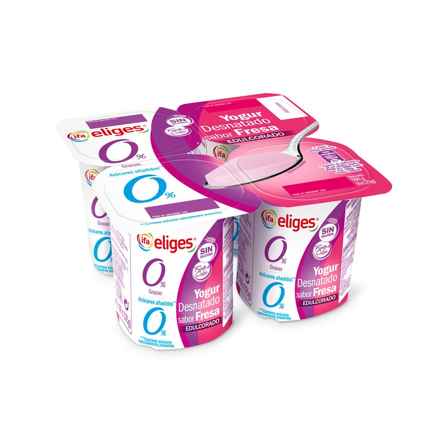Yogur desnatado IFA ELIGES sabor fresa pack 4X125 g