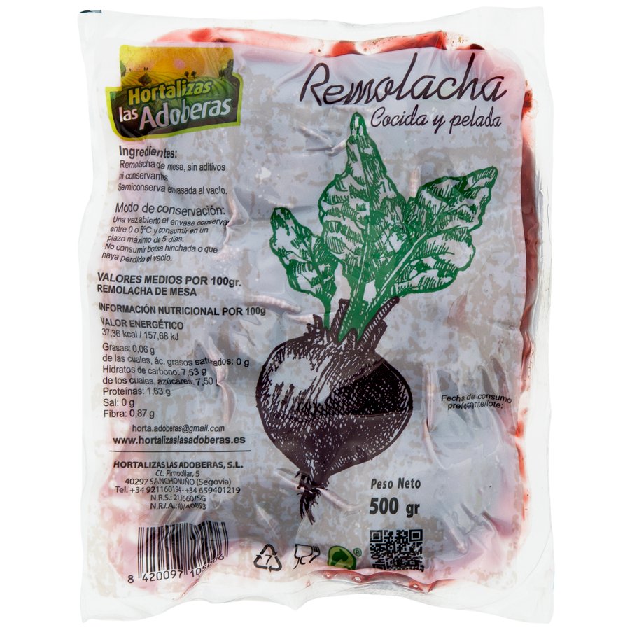 Remolacha cocida bolsa (4 piezas) 500 g