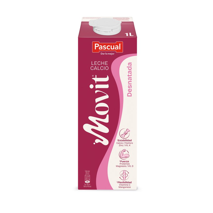 Leche desnatada Movit PASCUAL calcio brik 1 l