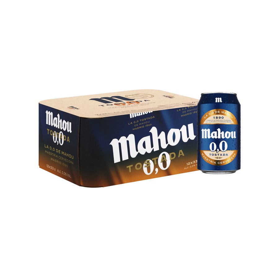 Cerveza MAHOU Tostada 0,0% lata pack 12x33 cl