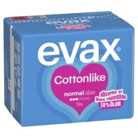 Compresas EVAX Cottonlike normal alas 19 unidades
