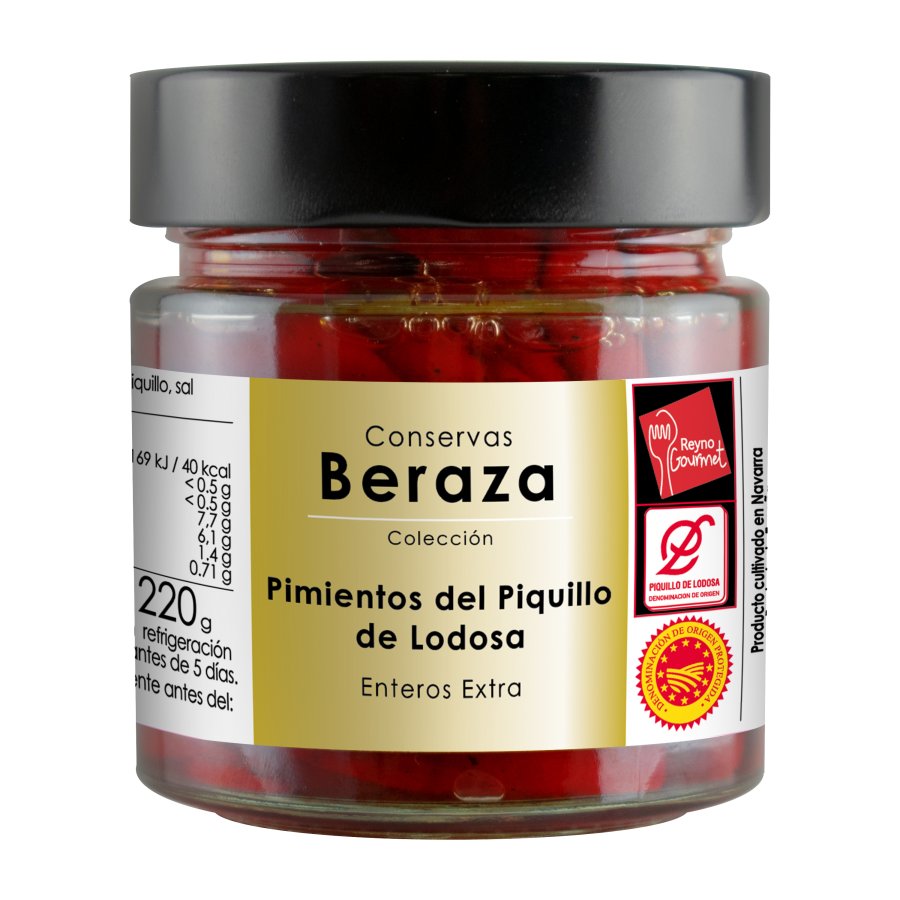 Imagen de Pimientos piquillo enteros BERAZA D.O.Lodosa frasco 220 g pne.