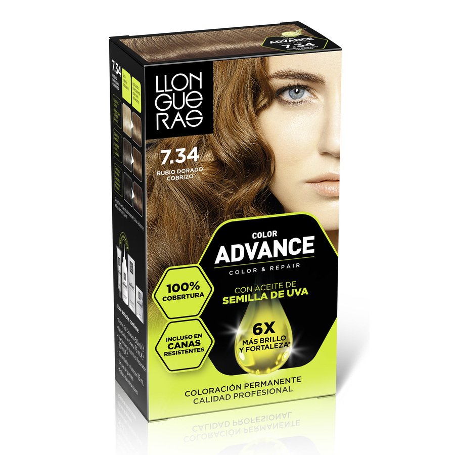 Tinte LLONGUERAS Advance rubio dourado cobrizo nº 7.34