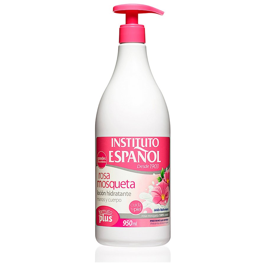 Loción hidratante INSTITUTO ESPAÑOL manos-cuerpo rosa mosqueta dosificador 950 ml