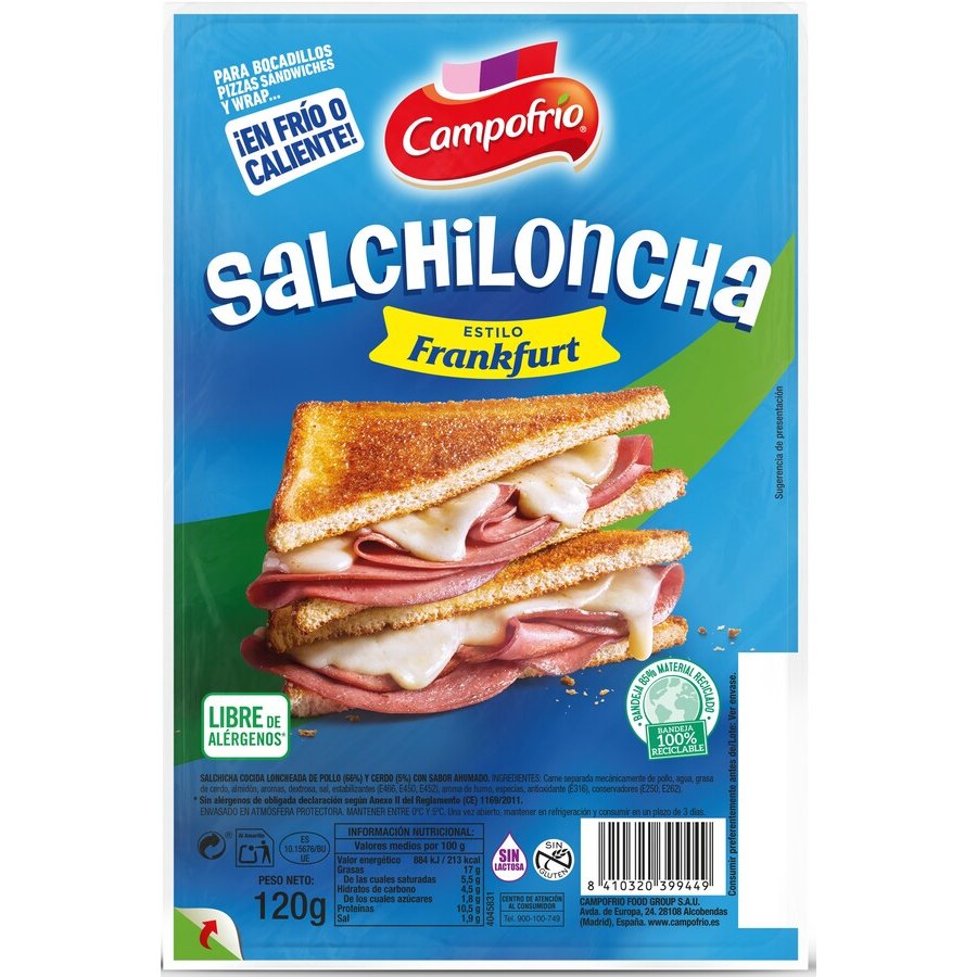 Salchicha en lonchas Frankfurt CAMPOFRIO 120 g