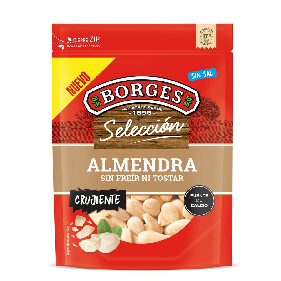 Almendra sin freir ni tostar BORGES crujiente 150 g