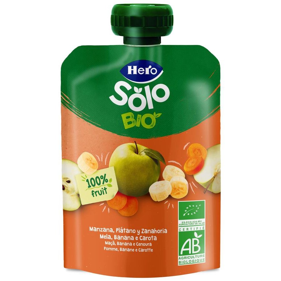 Alimento infantil HERO Solo manzana/plátano/zanahoria eco pouch 100 g