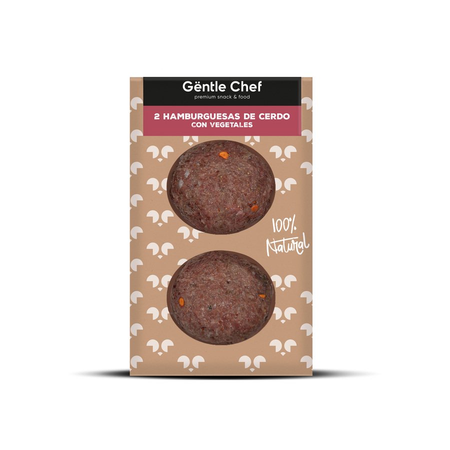 Alimento para perro GENTLE CHEF hamburguesa de cerdo con vegetales 2 unidades 130 g