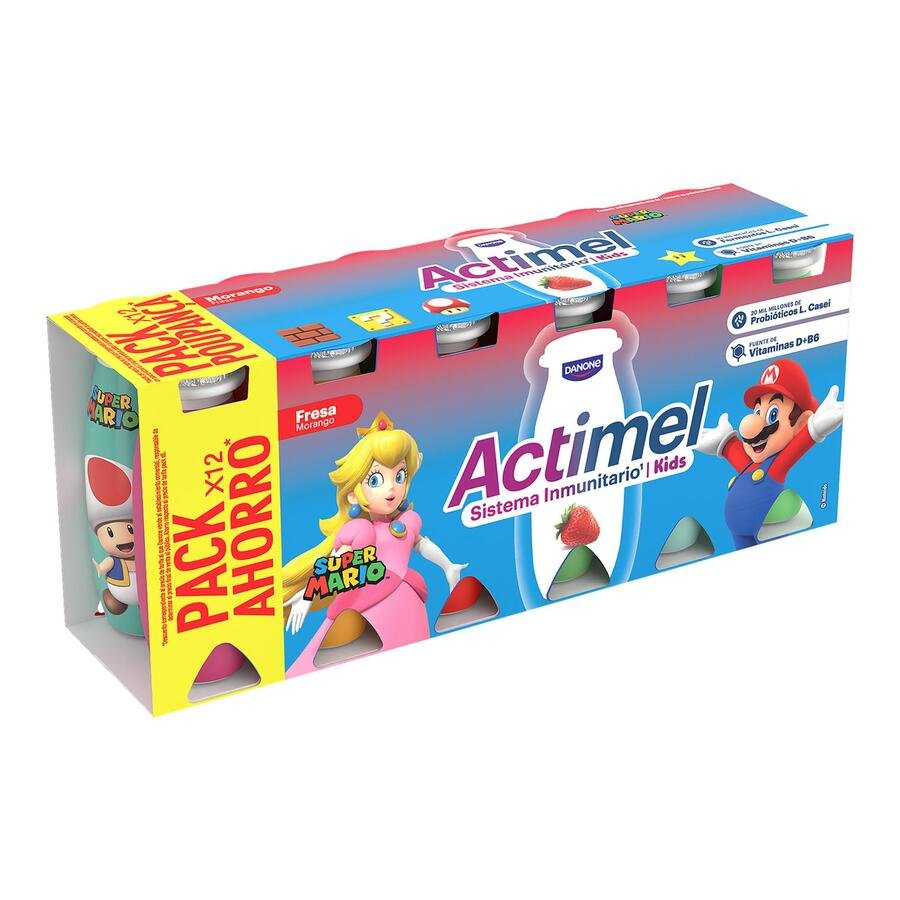 ACTIMEL DANONE líquido fresa kids pack 12x100 g
