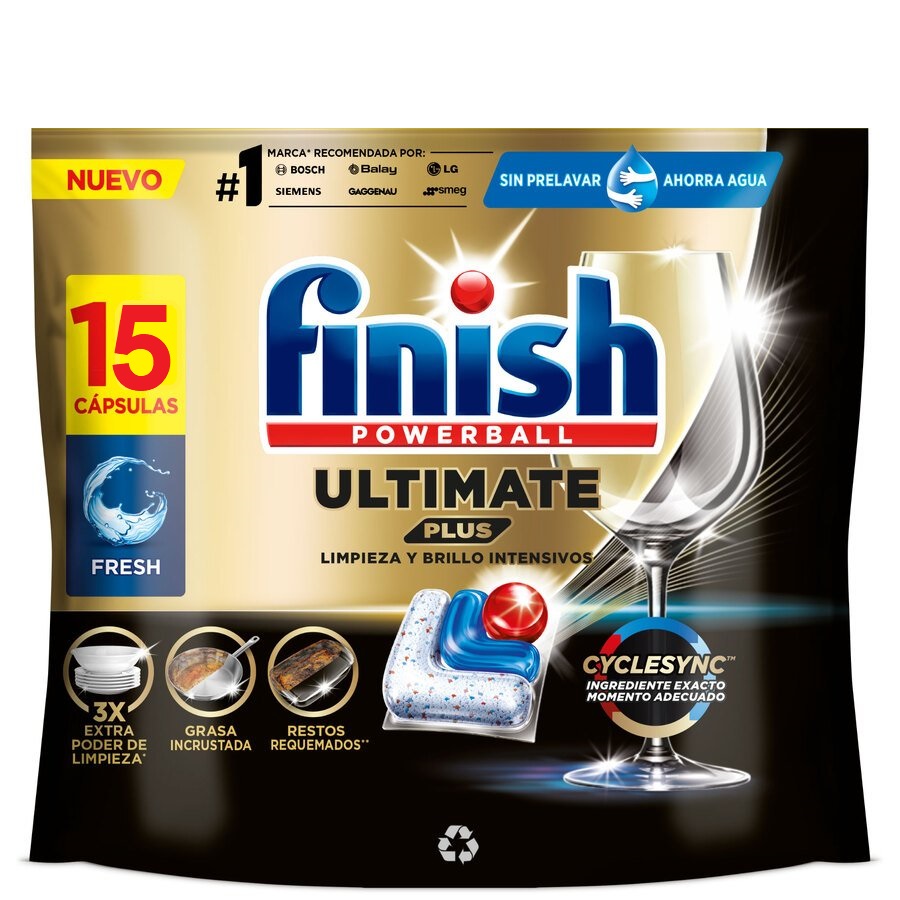 Lavavajillas máquina pastilla FINISH ultimate plus 15 unidades