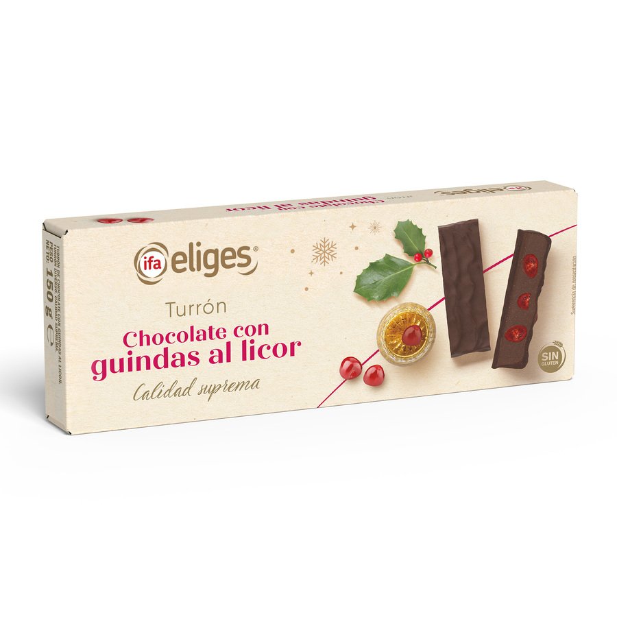 Turrón chocolate con guindas licor IFA ELIGES 150 g