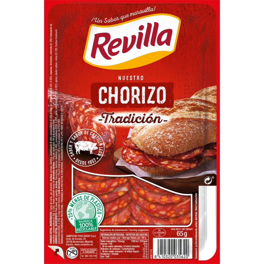Chorizo tradición REVILLA lonchas 65 g
