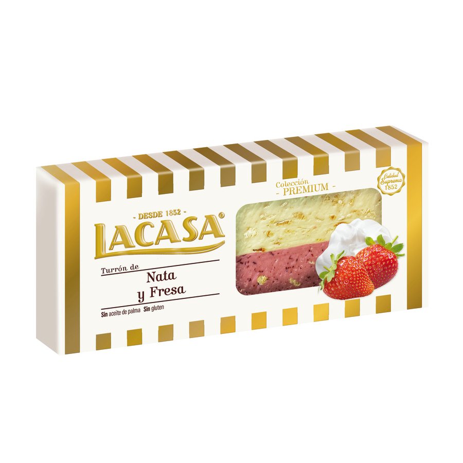 Turrón LACASA praliné nata fresa 225 g