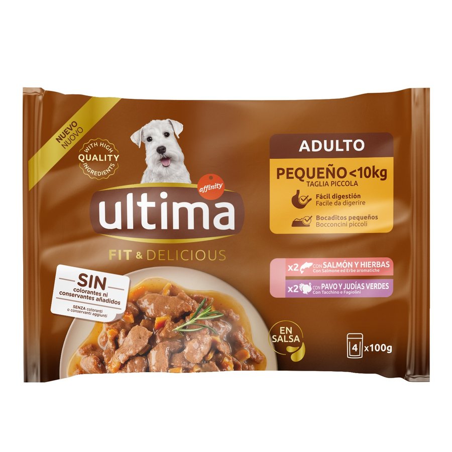 Imagen de Alimento perro mini ULTIMA Fit&Delicious salmón y pavo 4x100 g