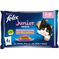 Alimento gato FELIX Fantastic novo selección favoritos xelatina lote 4x85 g