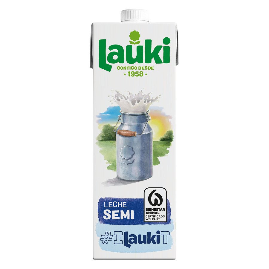 Leche semidesnatada LAUKI brik 1 l