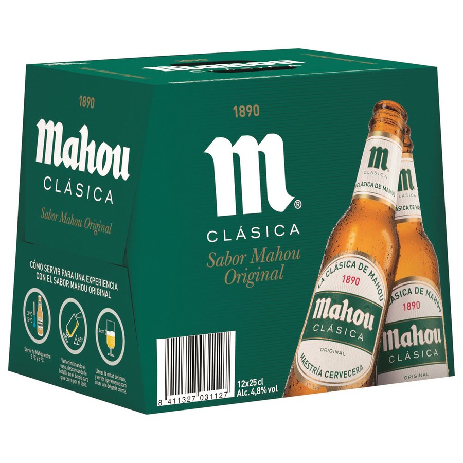 Cerveza MAHOU clásica pack 12 x 25 cl