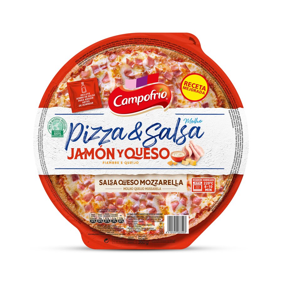 Pizza fresca CAMPOFRIO Pizza & Salsa Jamón y Queso 360 g