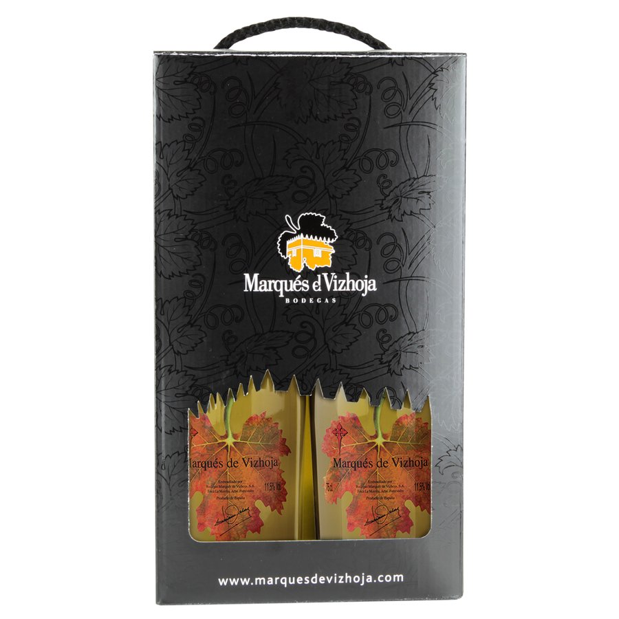Estuche cartón 2 botellas vino blanco MARQUES DE VIZHOJA 75 cl