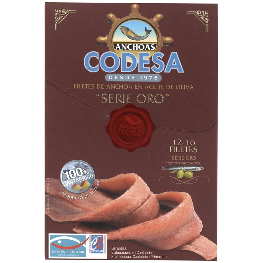 Filete anchoa aceite oliva CODESA 12/16 piezas estuche 120 g pn.
