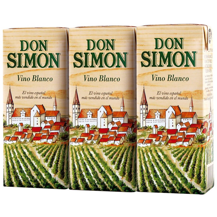 Vino blanco de mesa DON SIMON brik 18,7 cl pack 3 unidades