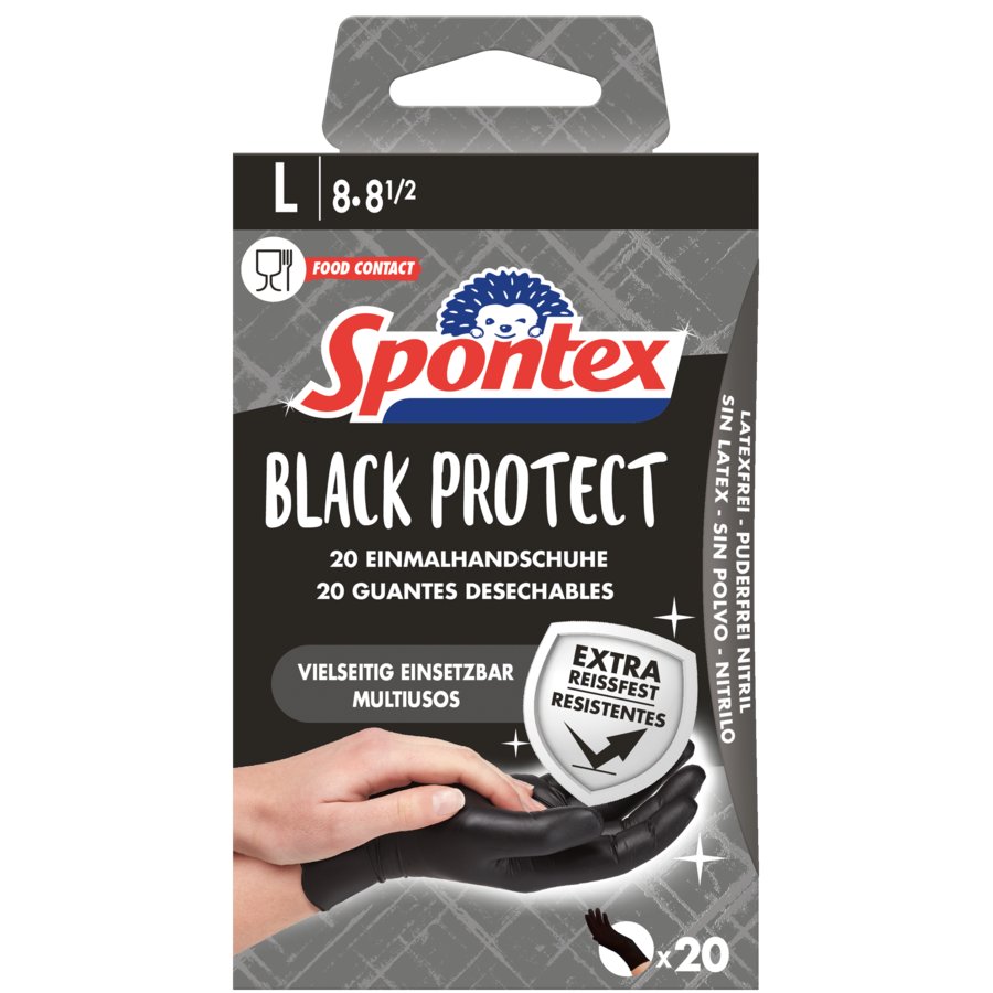 Guantes nitrilo SPONTEX Black Protect T-L 20 unidades