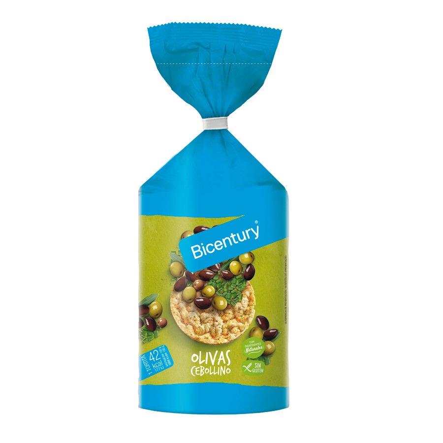 Tortitas de maíz BICENTURY oliva-cebollino 123 g