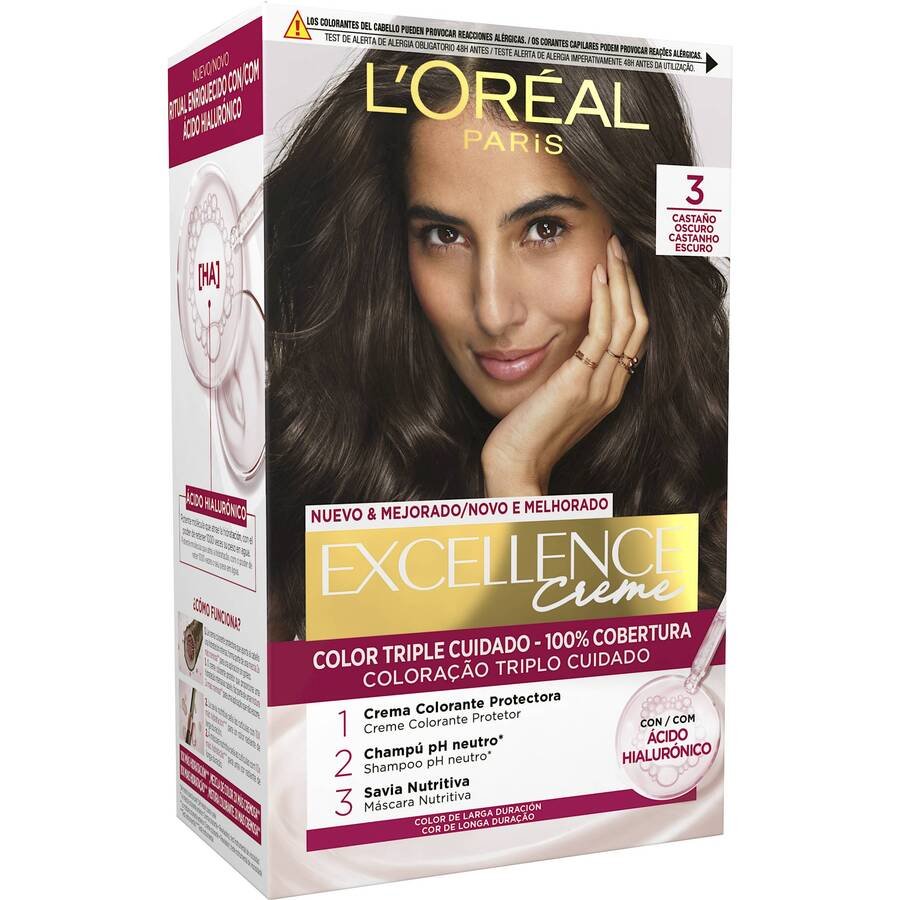 Crema color L'ORÉAL Excellence castaño-oscuro 3
