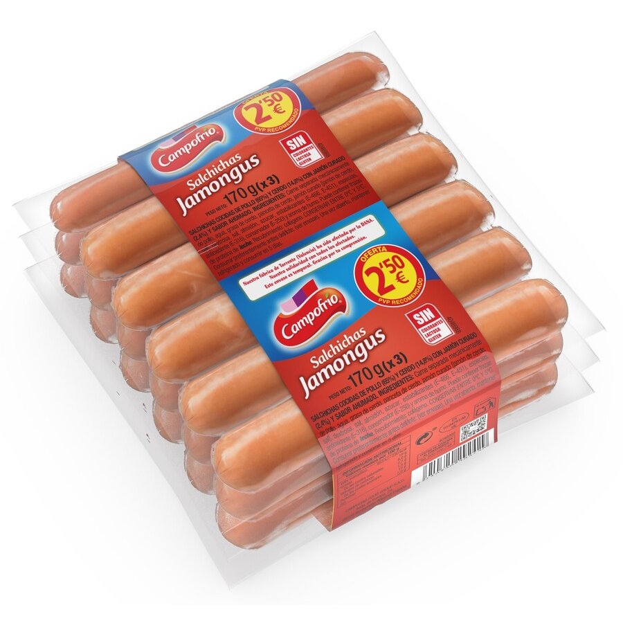 Salchichas CAMPOFRIO Jamongus pack 3x170 g