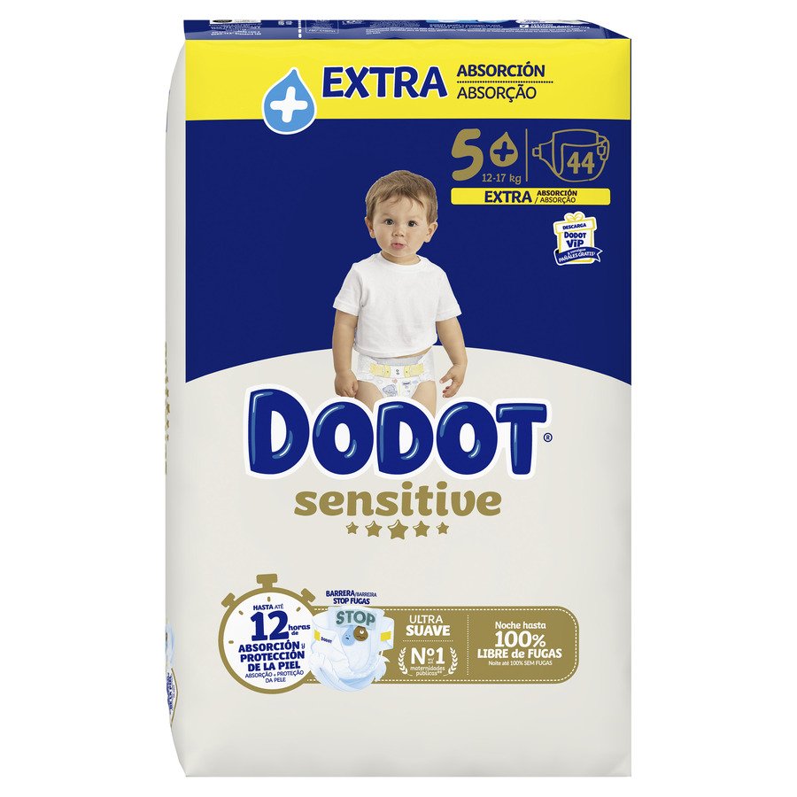 Pañal DODOT sensitive extra T5 12-17KG 44 unidades