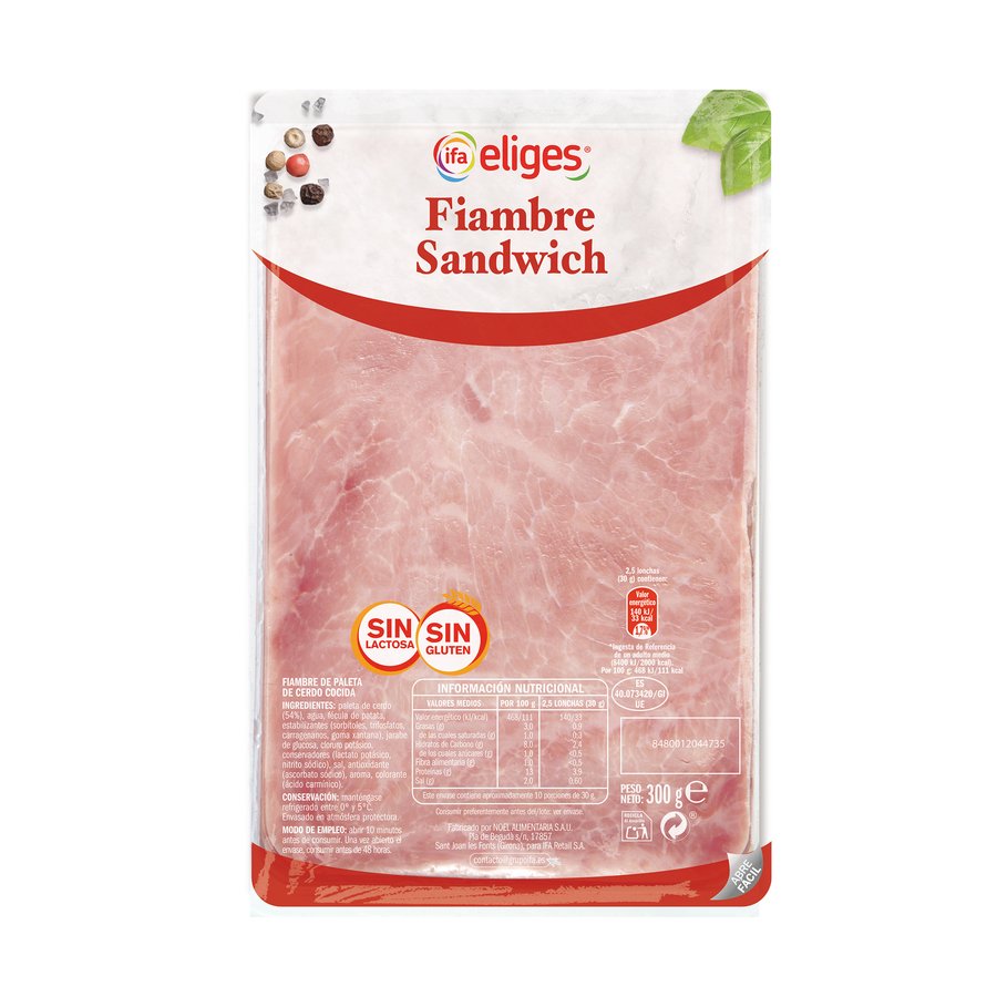 Fiambre sandwich IFA ELIGES lonchas 300 g