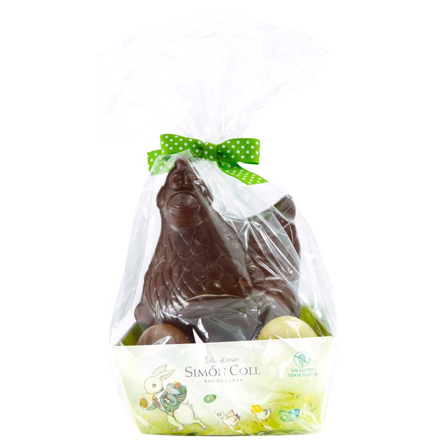 Gallina chocolate negro SIMON COLL cesta 215 g