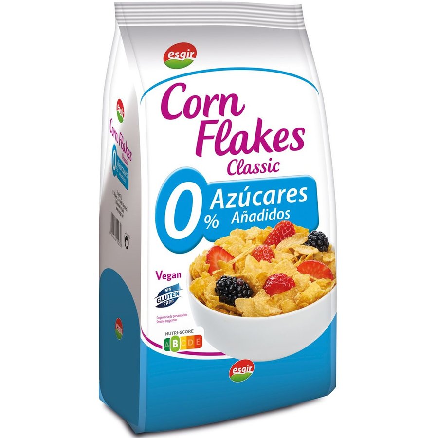 Cereales ESGIR Corn Flakes sin azúcar y sin gluten 300 g