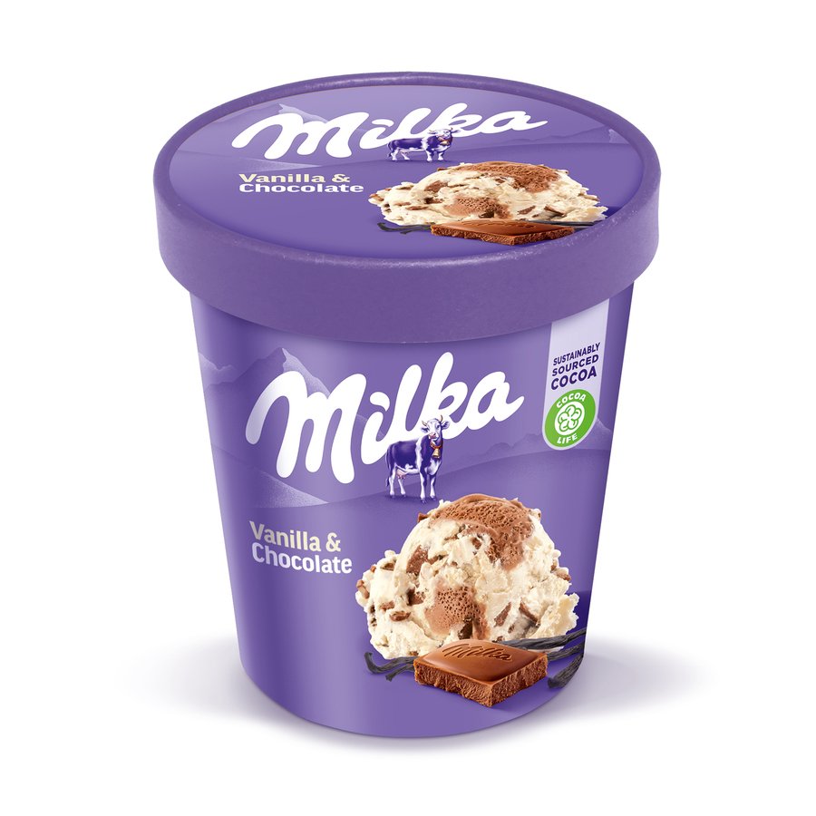 Helado MILKA vainilla chocolate tarrina 297 g